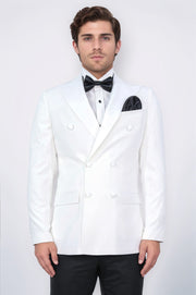 VELVARDE KRUVAZE SİVRİ YAKA DAMATLIK BEYAZ